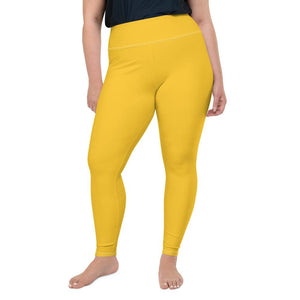 Egg Yolk Yellow Solid Color Print Women's Plus Size Quality Leggings- Made in USA/EU-Women's Plus Size Leggings-2XL-Heidi Kimura Art LLC