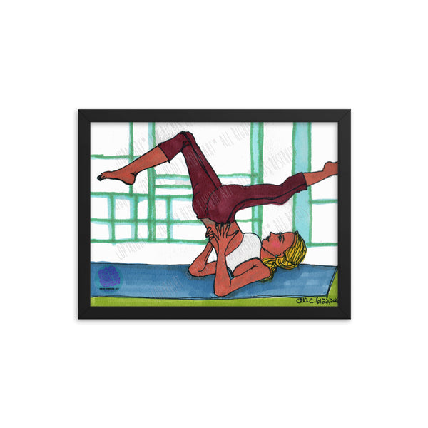 Supported Split-legged Shoulder Stand Yoga Framed Matte Paper Poster - Made in USA-Art Print-12×16-Heidi Kimura Art LLC