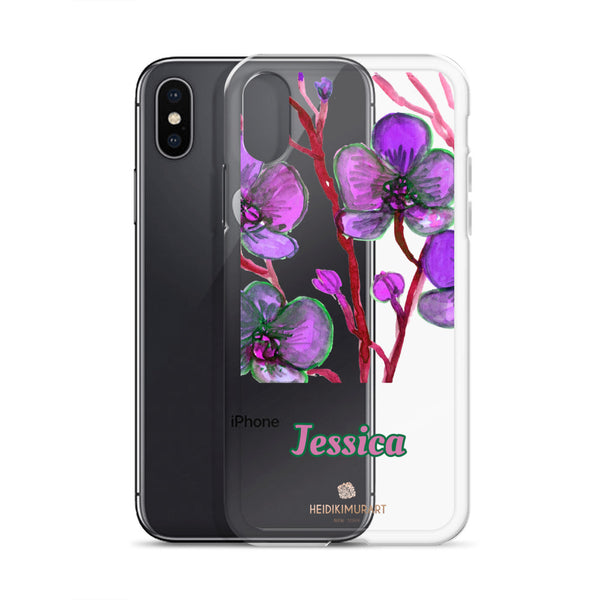 Orchid Custom Name iPhone Case, Personalized Floral Phone Case-Heidi Kimura Art LLC-Heidi Kimura Art LLC