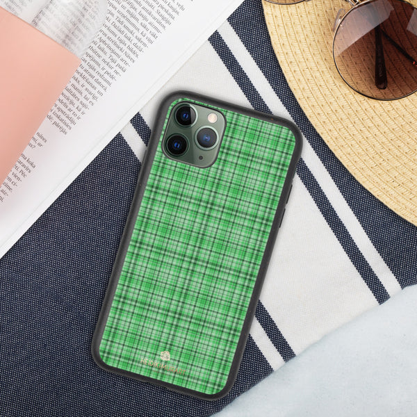 Green Plaid iPhone Case, Tartan Classic Biodegradable Phone Case-Heidi Kimura Art LLC-iPhone 11 Pro-Heidi Kimura Art LLC