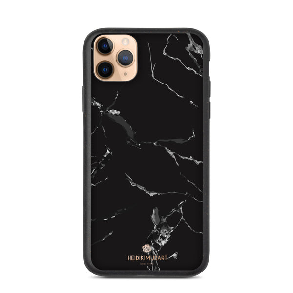 Black Eco-Friendly Phone Case, Marble Print Biodegradable iPhone Case-Heidi Kimura Art LLC-iPhone 11 Pro Max-Heidi Kimura Art LLC