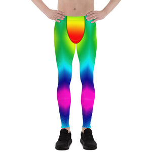 Radial LGBTQ Gay Pride Rainbow Print Men's Leggings Meggings Pants-Made in USA/EU-Men's Leggings-XS-Heidi Kimura Art LLC