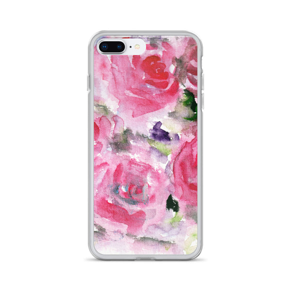 Hot Pink French Rose Floral Print iPhone X | XS | XR | XS Max | 8 | 8+ | 7| 7+ |6/6S | 6+/6S+ Case- Made in USA-Phone Cases-iPhone 7 Plus/8 Plus-Heidi Kimura Art LLC