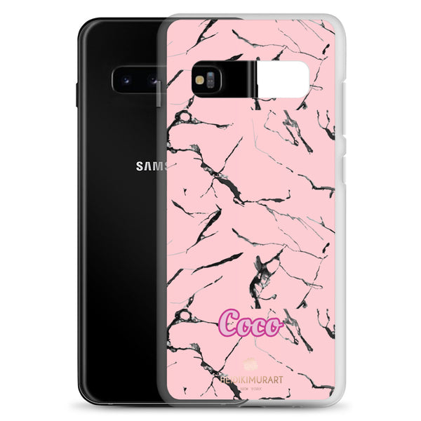 Pink Marble Personalized Samsung Case, Custom Name iPhone Case-Heidi Kimura Art LLC-Heidi Kimura Art LLC