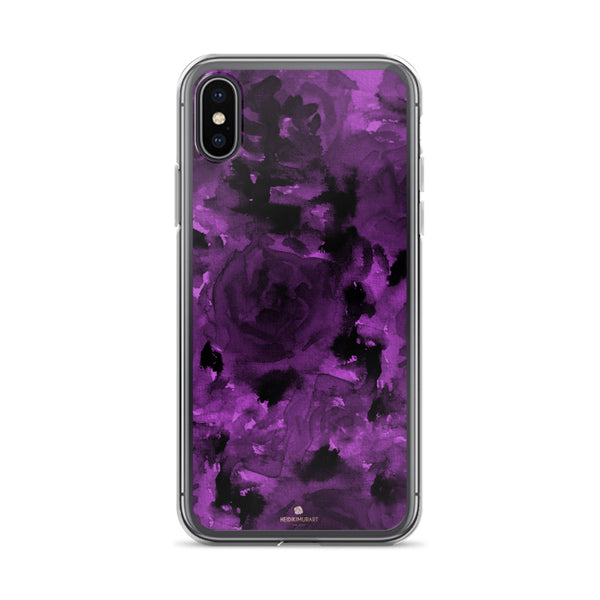 Deep Royal Purple Rose Floral Print, iPhone X | XS | XR | XS Max | 8 Case- Made in USA-Phone Case-iPhone X-Heidi Kimura Art LLC