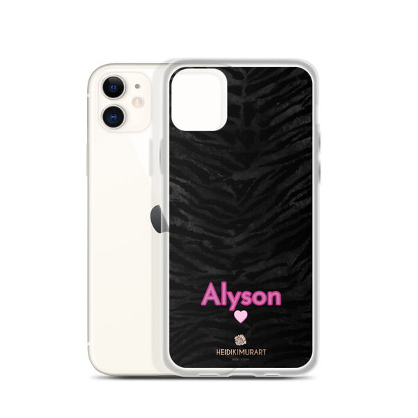 Personalized Tiger Stripe iPhone Case, Black Animal Print Phone Case-Heidi Kimura Art LLC-Heidi Kimura Art LLC