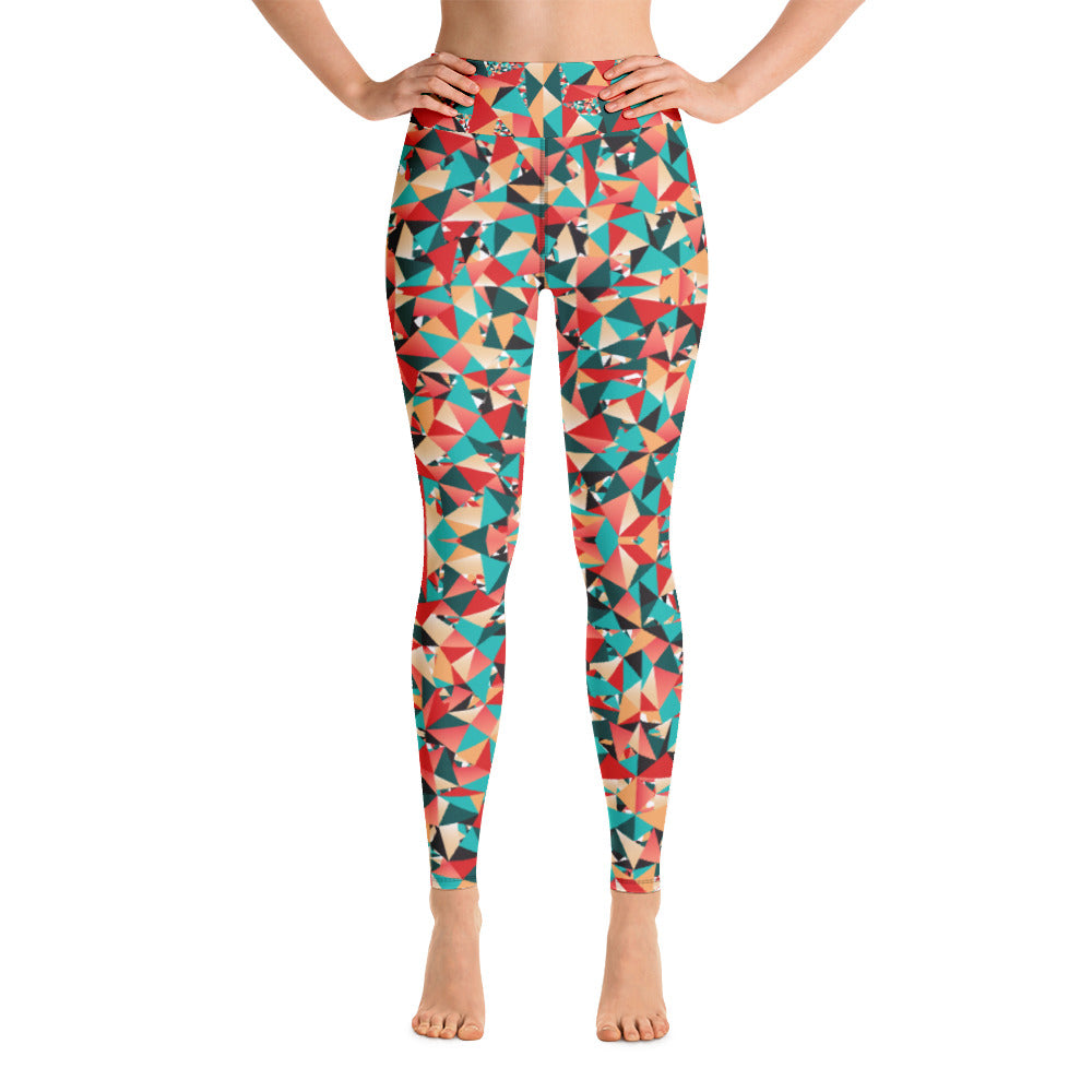 Red Geometric Women's Yoga Leggings, Mixed Colorful Ladies Yoga Pants-Heidikimurart Limited -XS-Heidi Kimura Art LLC Red Geometric Women's Yoga Leggings, Mixed Colorful Athletic Premium Quality Luxury Active Wear Fitted Leggings Sports Long Yoga & Barre Pants - Made in USA/EU/MX (US Size: XS-6XL)