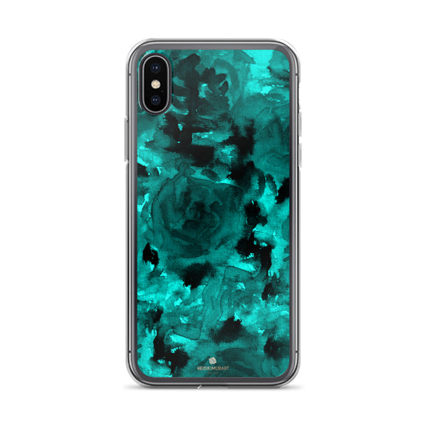 Coral Blue Rose Floral Watercolor, iPhone X | XS | XR | XS Max | 8 | 8+ | 7| 7+ |6/6S | 6+/6S+ Case- Made in USA-Phone Case-iPhone X-Heidi Kimura Art LLC