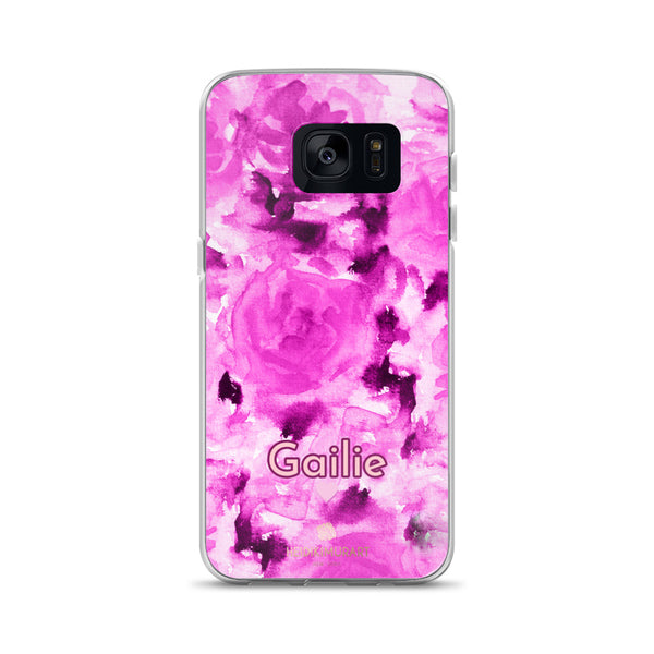 Pink Rose Floral Samsung Case, Personalized Custom Name Flower Print Phone Case-Heidi Kimura Art LLC-Samsung Galaxy S7-Heidi Kimura Art LLC