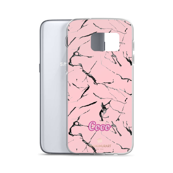 Pink Marble Personalized Samsung Case, Custom Name iPhone Case-Heidi Kimura Art LLC-Heidi Kimura Art LLC