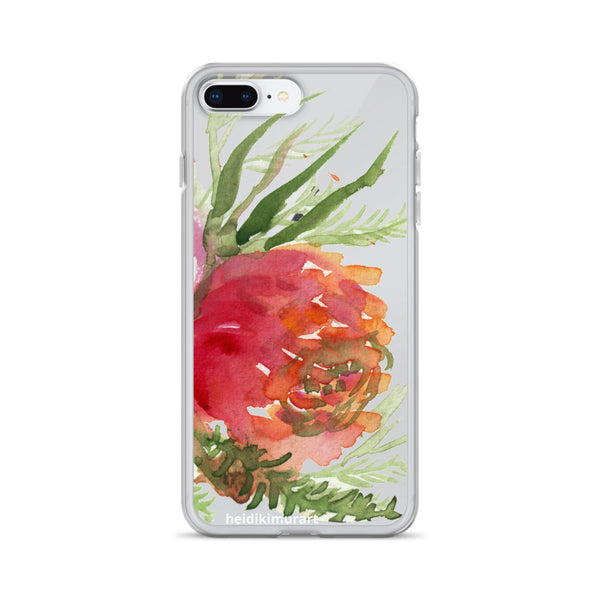 Orange Red Rose Floral Print, iPhone X | XS | XR | XS Max | 8 | 8+ | 7| 7+ |6/6S | 6+/6S+ Case- Made in USA-Phone Cases-iPhone 7 Plus/8 Plus-Heidi Kimura Art LLC