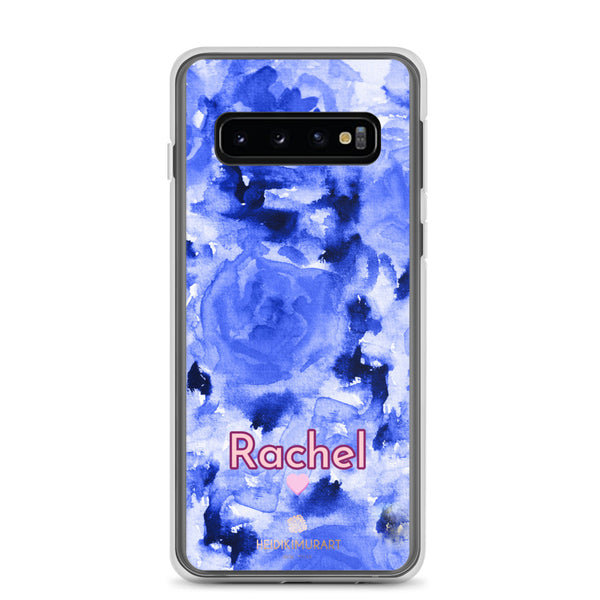 Personalized Blue Floral Samsung Case, Rose Flower Print Phone Case-Heidi Kimura Art LLC-Samsung Galaxy S10-Heidi Kimura Art LLC