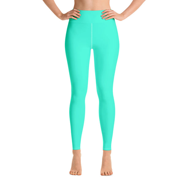 Women's Turquoise Blue Yoga Pants, Bright Solid Color Workout Tights, Made in USA/EU-Leggings-XS-Heidi Kimura Art LLC Turquoise Blue Women's Leggings, Women's Turquoise Blue Bright Solid Color Yoga Gym Workout Tights, Long Yoga Pants Leggings Pants,Plus Size, Soft Tights - Made in USA/EU, Women's Turquoise Blue Solid Color Active Wear Fitted Leggings Sports Long Yoga & Barre Pants (US Size: XS-XL)