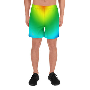 Radial Rainbow Ombre Print Men's Athletic Best Workout Sports Long Shorts- Made in EU-Men's Long Shorts-XS-Heidi Kimura Art LLC