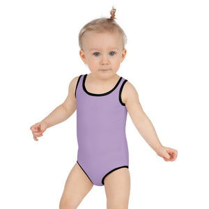 Pastel Purple Girl's Swimwear, Solid Color Print Kids Swimsuit-Heidi Kimura Art LLC-2T-Heidi Kimura Art LLC