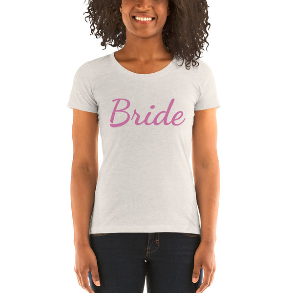Bride/ Personalizable Custom Text Premium Personalizable Ladies' Short Sleeve T-Shirt-Women's T-Shirt-Oatmeal Triblend-S-Heidi Kimura Art LLC