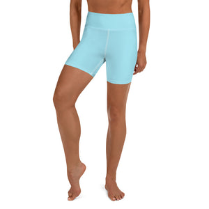 Light Blue Solid Color Premium Dance Yoga Shorts With Inside Pockets - Made in USA-Yoga Shorts-XS-Heidi Kimura Art LLC