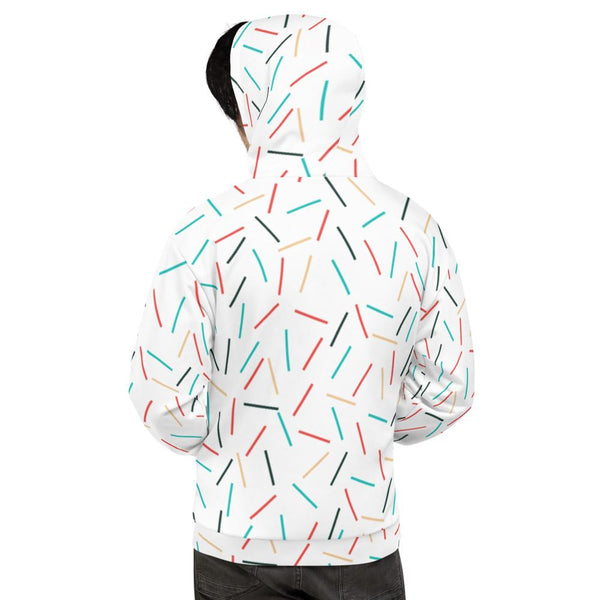 Fun White Birthday Sprinkles Unisex Hoodie Sweatshirt For Men/ Women- Made in EU-Men's Hoodie-Heidi Kimura Art LLC