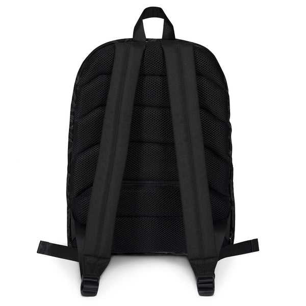 Black Alphabet Print Backpack, Best Durable Fits 15" Laptop Backpack- Made in USA/ EU-Backpack-Heidi Kimura Art LLC