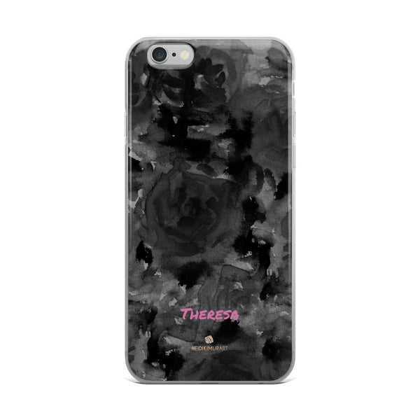 Personalized Black Floral iPhone Case, Abstract Watercolor Phone Case- Printed in USA/EU-Heidi Kimura Art LLC-iPhone 6 Plus/6s Plus-Heidi Kimura Art LLC