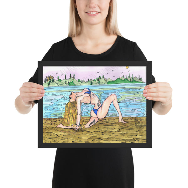 Blonde Yogini Beach Yoga Art Framed Matte Paper Poster Yoga Pose Art Print - Made in USA-Art Print-12×16-Heidi Kimura Art LLC