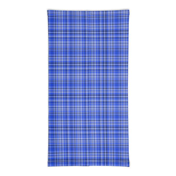Blue Plaid Face Mask Shield, Plaid Tartan Print Luxury Premium Quality Cool And Cute One-Size Reusable Washable Scarf Headband Bandana - Made in USA/EU, Face Neck Warmers, Non-Medical Breathable Face Covers, Neck Gaiters  