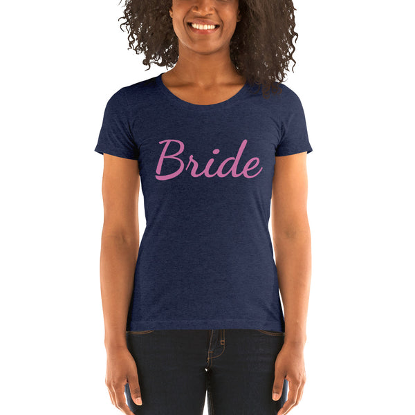 Bride/ Personalizable Custom Text Premium Personalizable Ladies' Short Sleeve T-Shirt-Women's T-Shirt-Navy Triblend-S-Heidi Kimura Art LLC