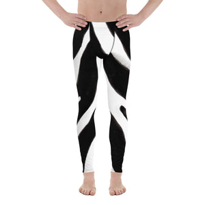 Black White Zebra Stripe Animal Print Men's Leggings Tights Pants - Made in USA/ EU-Men's Leggings-XS-Heidi Kimura Art LLC