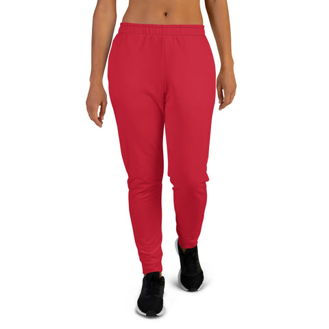 Bright Red Solid Color Print Premium Slim Fit Women's Joggers Sweatpants- Made in EU-Women's Joggers-XS-Heidi Kimura Art LLC Bright Red Women's Joggers, Bright Red Solid Color Premium Printed Slit Fit Soft Women's Joggers Sweatpants -Made in EU (US Size: XS-3XL) Plus Size Available, Solid Coloured Women's Joggers, Soft Joggers Pants Womens