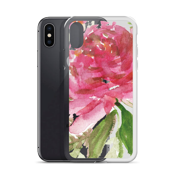 Happiness Clear Floral Girlie Pink, iPhone X | XS | XR | XS Max | 8 | 8+ | 7| 7+ |6/6S | 6+/6S+ Case- Made in USA-Phone Case-Heidi Kimura Art LLC