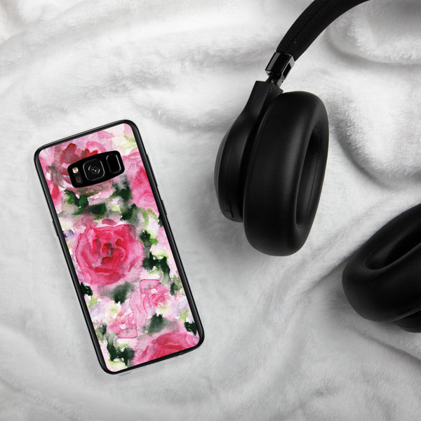 Pink Rose Floral Print Samsung Case, Flower BPA Free Phone Case-Printed in USA/EU-Heidi Kimura Art LLC-Heidi Kimura Art LLC