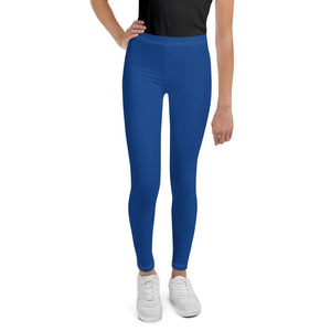 Navy Blue Solid Color Premium Youth Gym Sports Comfy Leggings Tight- Made in USA-Youth's Leggings-8-Heidi Kimura Art LLC