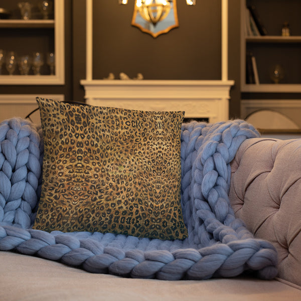 Leopard Print Decorative Pillow With Machine-Washable Case-Made in USA/EU-Heidi Kimura Art LLC-Heidi Kimura Art LLC