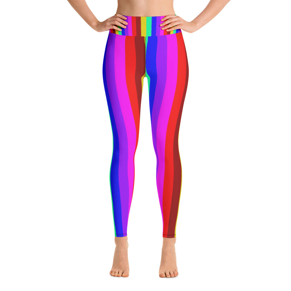 Women's Rainbow Gay Pride Parade Gym Active Fitted Leggings Sports Yoga Pants-Leggings-XS-Heidi Kimura Art LLC Rainbow Striped Women's Leggings, Women's Rainbow Gay Pride Parade Gym Active Fitted Leggings Sports Yoga Pants - Made in USA/EU (US Size: XS-XL)
