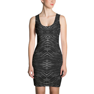 Black Tiger Stripe Print Dress, Animal Print Women's Sexy Dress-Made in USA/EU-Heidi Kimura Art LLC-XS-Heidi Kimura Art LLC