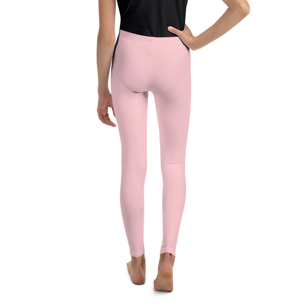 Light Ballet Pink Premium Youth Leggings Sports Gym Pants Tights - Made in USA/EU-Youth's Leggings-Heidi Kimura Art LLC