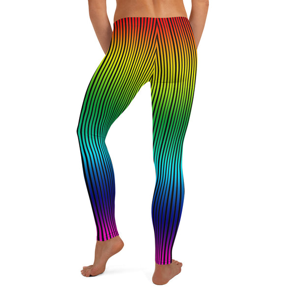 Rainbow Striped Women's Casual Leggings-Heidikimurart Limited -Heidi Kimura Art LLCRainbow Striped Casual Leggings, Modern Long Vertical Striped Casual Tights Modern Essential Women's Long Tights, Women's Long Dressy Casual Fashion Leggings/ Running Tights - Made in USA/ EU/ MX (US Size: XS-XL)