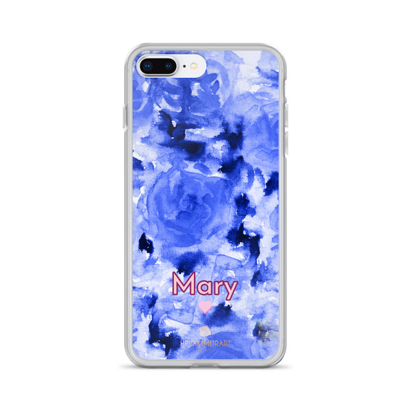 Custom Name Blue Floral iPhone Case, Personalized Phone Case-Heidi Kimura Art LLC-iPhone 7 Plus/8 Plus-Heidi Kimura Art LLC