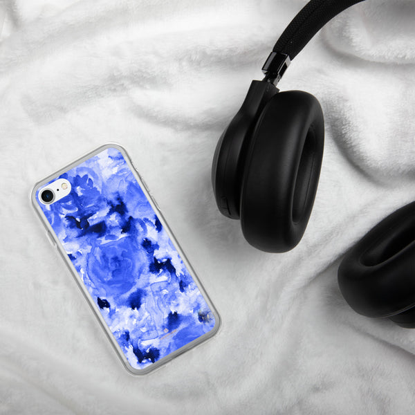 Blue Floral Print iPhone Case, Rose Flower Phone Case-Printed in USA/EU-Heidi Kimura Art LLC-Heidi Kimura Art LLC