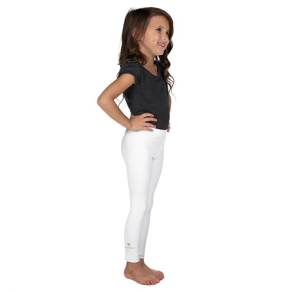 Solid White Color Premium Quality Kid's Leggings Tight Comfy Pants- Made in USA/EU-Kid's Leggings-Heidi Kimura Art LLC