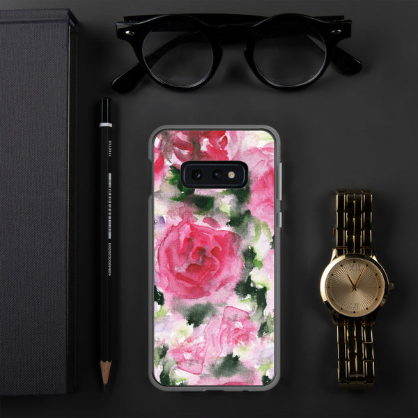 Pink Rose Floral Print Samsung Case, Flower BPA Free Phone Case-Printed in USA/EU-Heidi Kimura Art LLC-Samsung Galaxy S10e-Heidi Kimura Art LLC