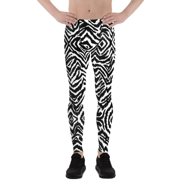 Zebra Stripe Men's Leggings, Animal Print Compression Tights-Made in USA/EU-Heidi Kimura Art LLC-XS-Heidi Kimura Art LLC