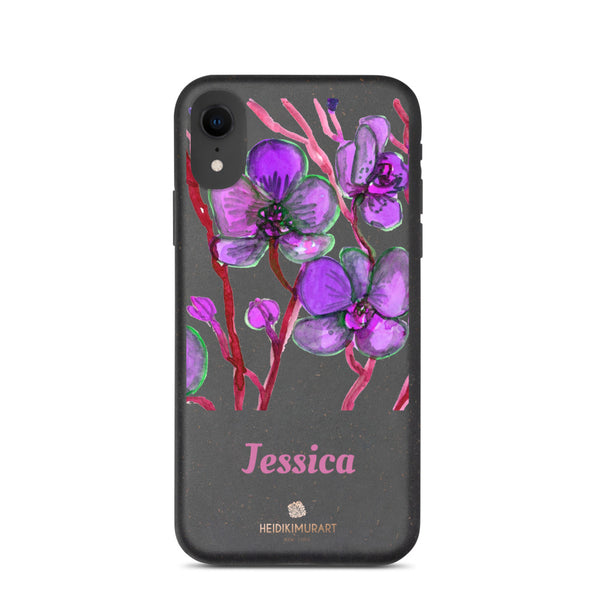 Custom Name Orchid iPhone Case, Biodegradable Personalized Phone Case-Heidi Kimura Art LLC-iPhone XR-Heidi Kimura Art LLC