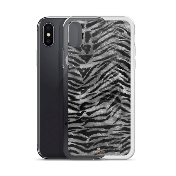 Gray Tiger Stripe iPhone Case, iPhone X | XS | XR | XS Max | 8 Phone Case- Made in USA-Phone Case-Heidi Kimura Art LLC