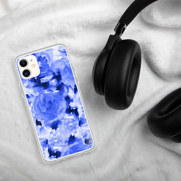 Blue Floral Print iPhone Case, Rose Flower Phone Case-Printed in USA/EU-Heidi Kimura Art LLC-Heidi Kimura Art LLC