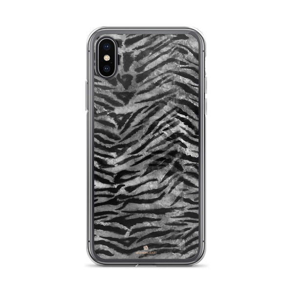 Gray Tiger Stripe iPhone Case, iPhone X | XS | XR | XS Max | 8 Phone Case- Made in USA-Phone Case-iPhone X-Heidi Kimura Art LLC