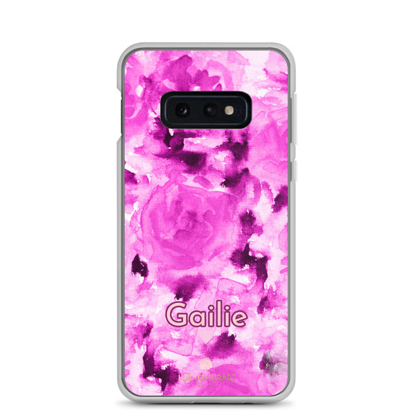 Pink Rose Floral Samsung Case, Personalized Custom Name Flower Print Phone Case-Heidi Kimura Art LLC-Samsung Galaxy S10e-Heidi Kimura Art LLC