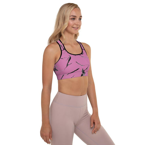 Pink Marble Print Premium Women's Padded Sports Gym Workout Bra- Made in USA/ EU-Sports Bras-Heidi Kimura Art LLC Pink Marble Women's Sports Bra, Pink Abstract Marble Texture Pattern Print Women's Padded Sports Bra-Made in USA/ EU (US Size: XS-2XL) Pink Marble Print Sports Bra, Bra, Best Active Wear For Women, Marble Print Yoga Bra