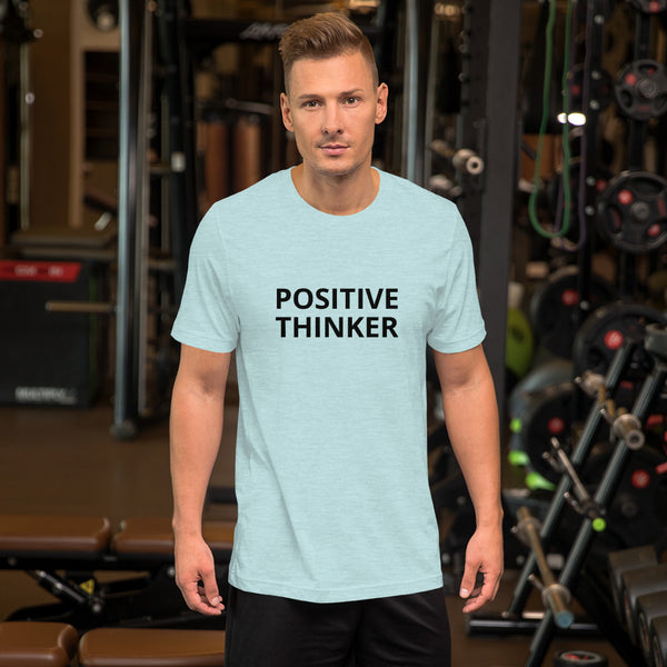 Positive Thinker Graphic Text Men's/ Women's Short-Sleeve Unisex T-Shirt (US Size: XS-4XL)-Unisex T-Shirt-Heather Prism Ice Blue-XS-Heidi Kimura Art LLC