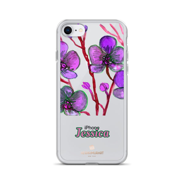 Orchid Custom Name iPhone Case, Personalized Floral Phone Case-Heidi Kimura Art LLC-iPhone 7/8-Heidi Kimura Art LLC